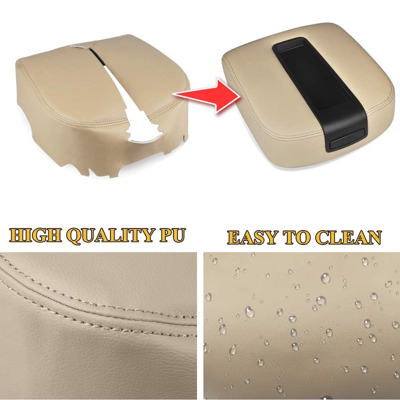 VANJING Compatible with Center Console Cover Armrest Chevy GMC Avalanche Silverado Tahoe Suburban Yukon Yukon XL Sierra 2007-2013 Leather Part Only - Image 5
